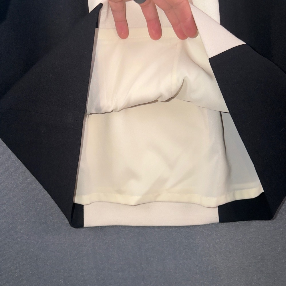 Kate Spade Black Cream Colorblock Long Sleeve Fit Flare Pocket Dress Size 4 - Picture 8 of 11